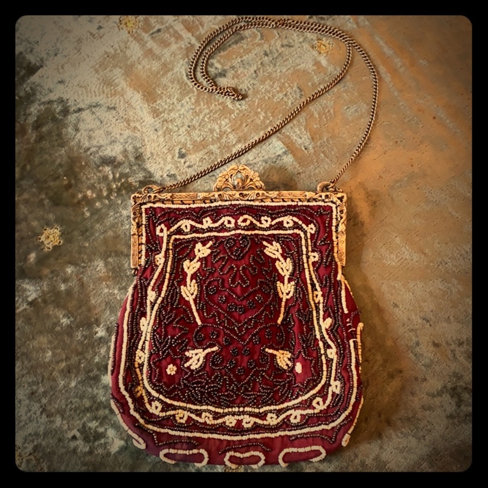 Christiana vintage beaded maroon purse